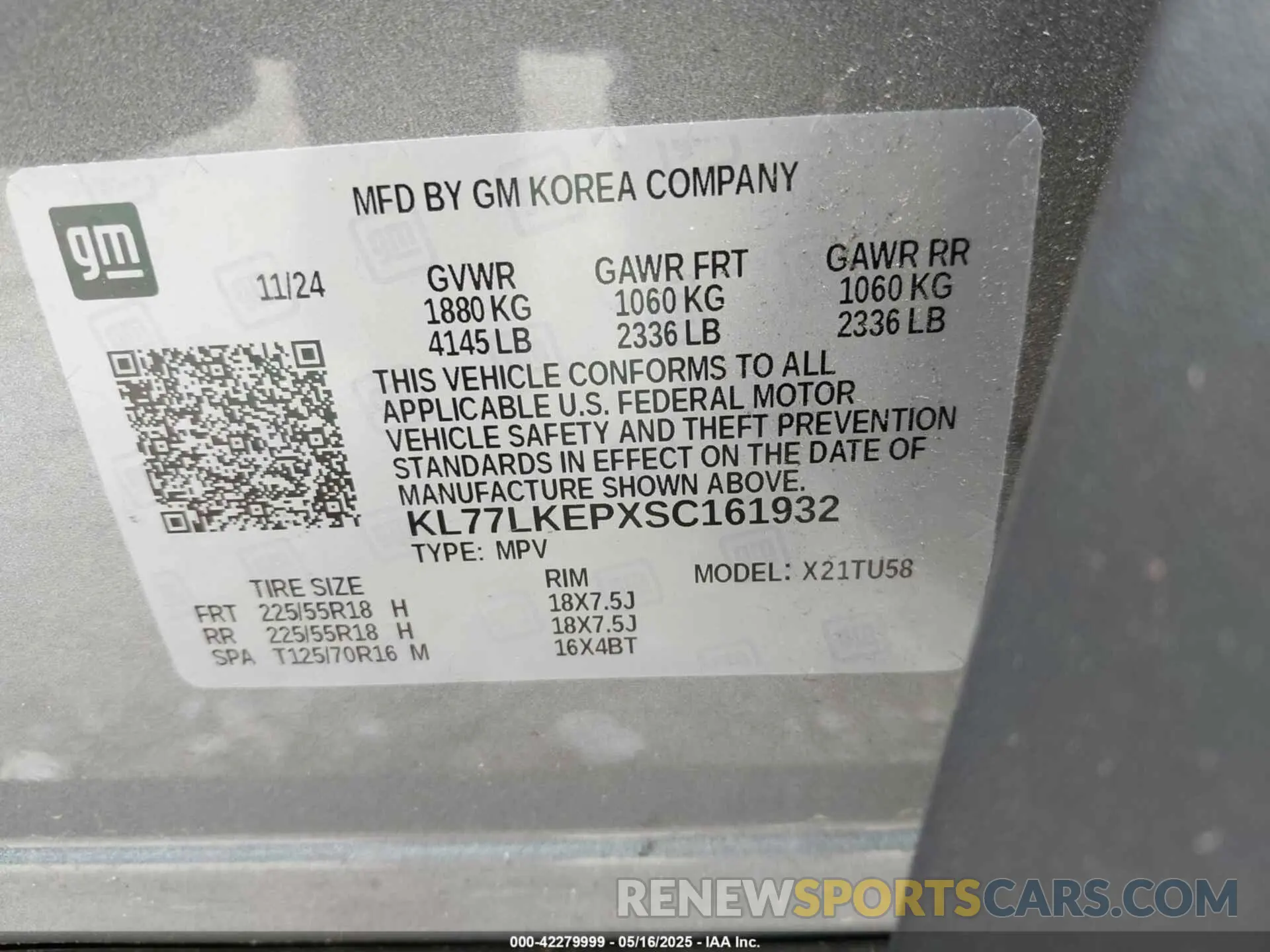 9 Фотография поврежденного автомобиля KL77LKEPXSC161932 CHEVROLET TRAX 2025
