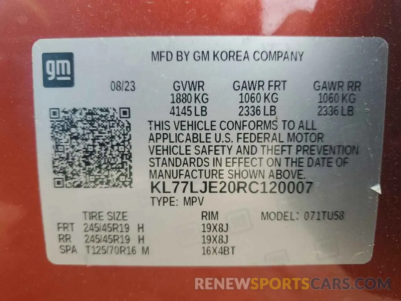 13 Photograph of a damaged car KL77LJE20RC120007 CHEVROLET TRAX 2RS 2024