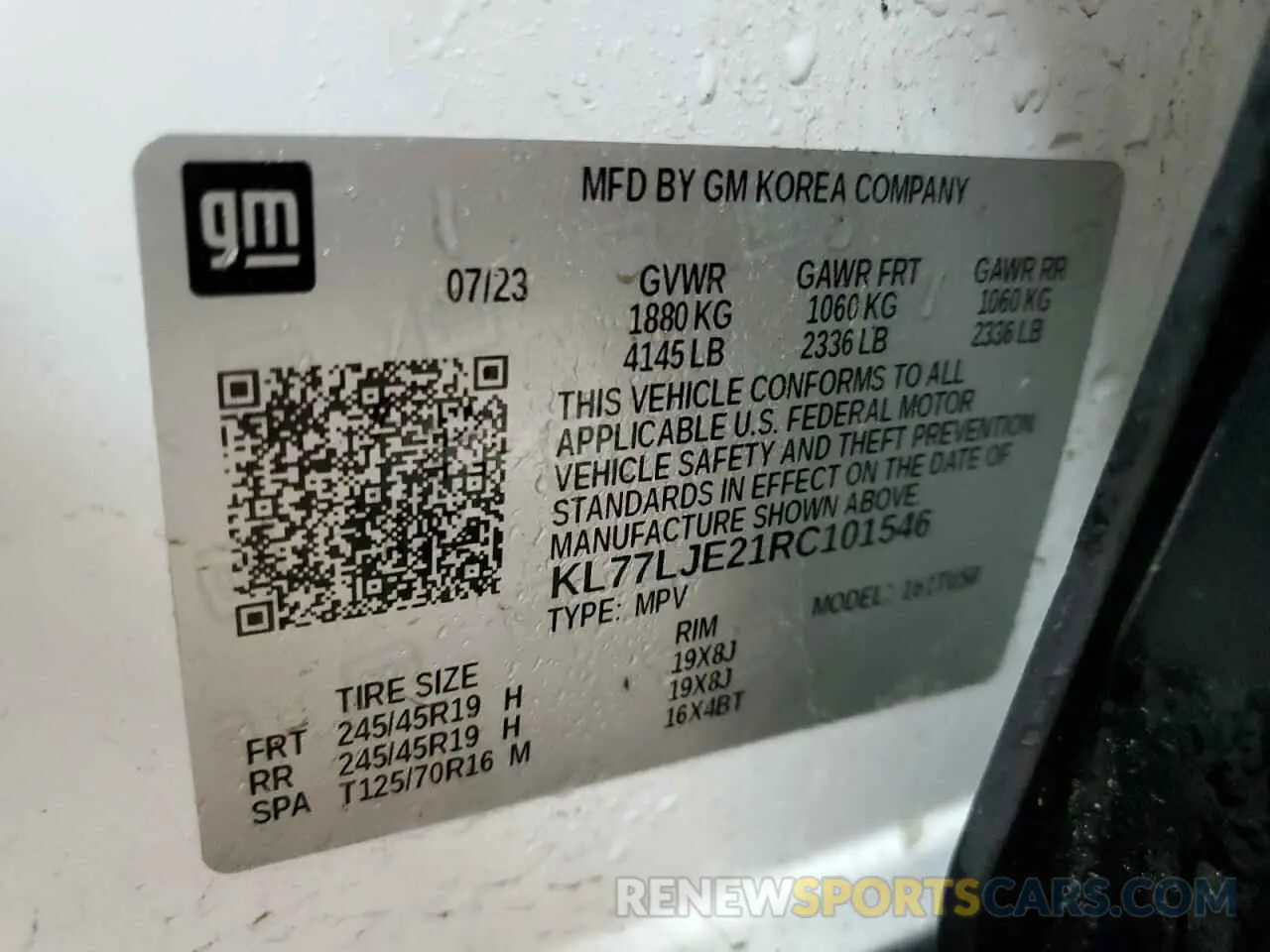 16 Фотография поврежденного автомобиля KL77LJE21RC101546 CHEVROLET TRAX 2RS 2024
