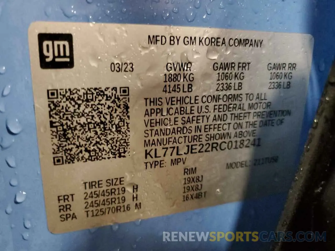 13 Photograph of a damaged car KL77LJE22RC018241 CHEVROLET TRAX 2RS 2024