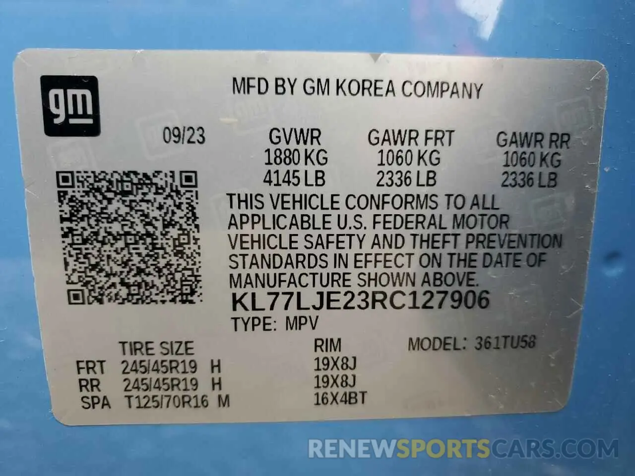 13 Photograph of a damaged car KL77LJE23RC127906 CHEVROLET TRAX 2RS 2024