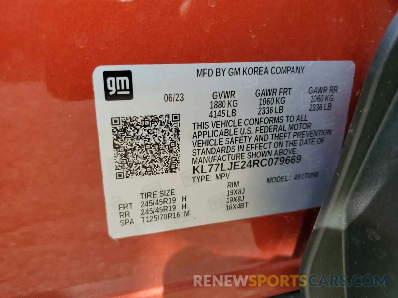 15 Photograph of a damaged car KL77LJE24RC079669 CHEVROLET TRAX 2RS 2024