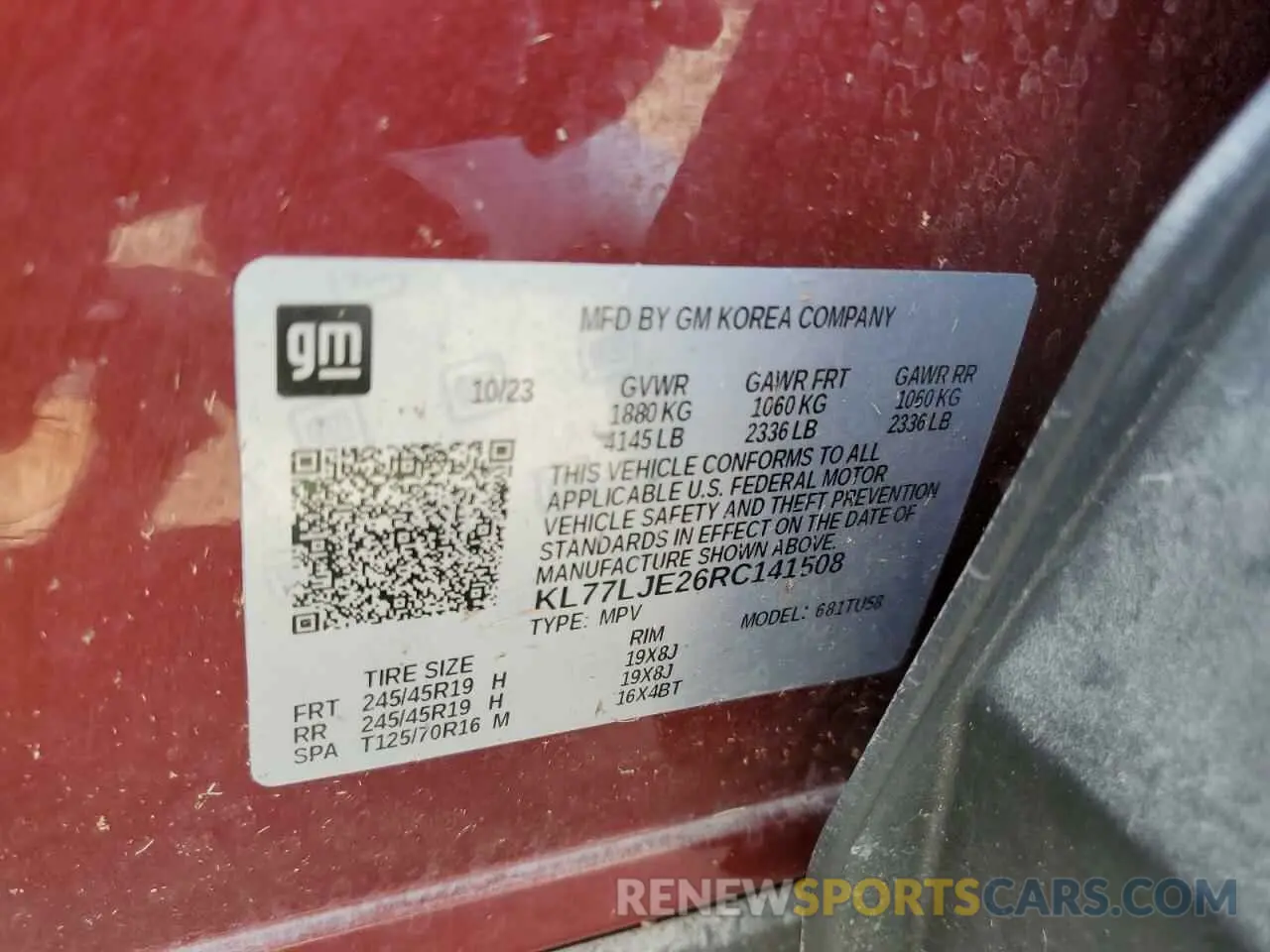 12 Photograph of a damaged car KL77LJE26RC141508 CHEVROLET TRAX 2RS 2024
