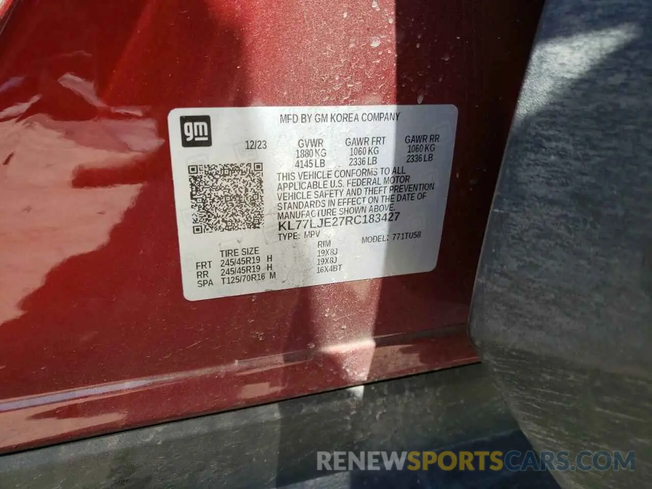 14 Photograph of a damaged car KL77LJE27RC183427 CHEVROLET TRAX 2RS 2024