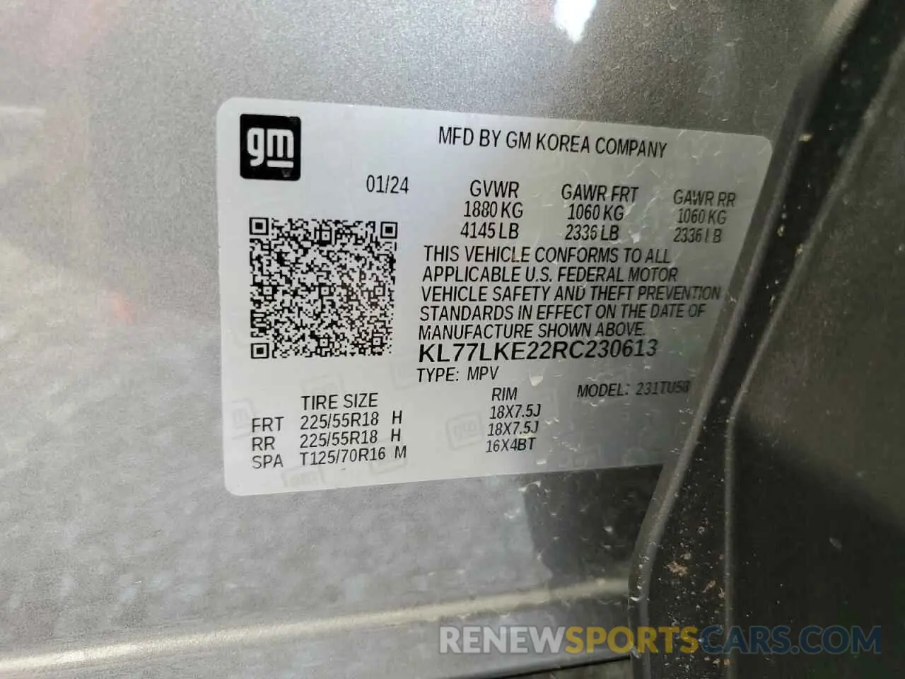 13 Photograph of a damaged car KL77LKE22RC230613 CHEVROLET TRAX ACTIV 2024