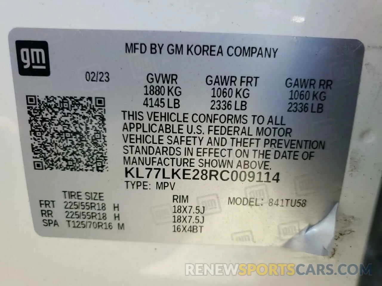 13 Photograph of a damaged car KL77LKE28RC009114 CHEVROLET TRAX ACTIV 2024