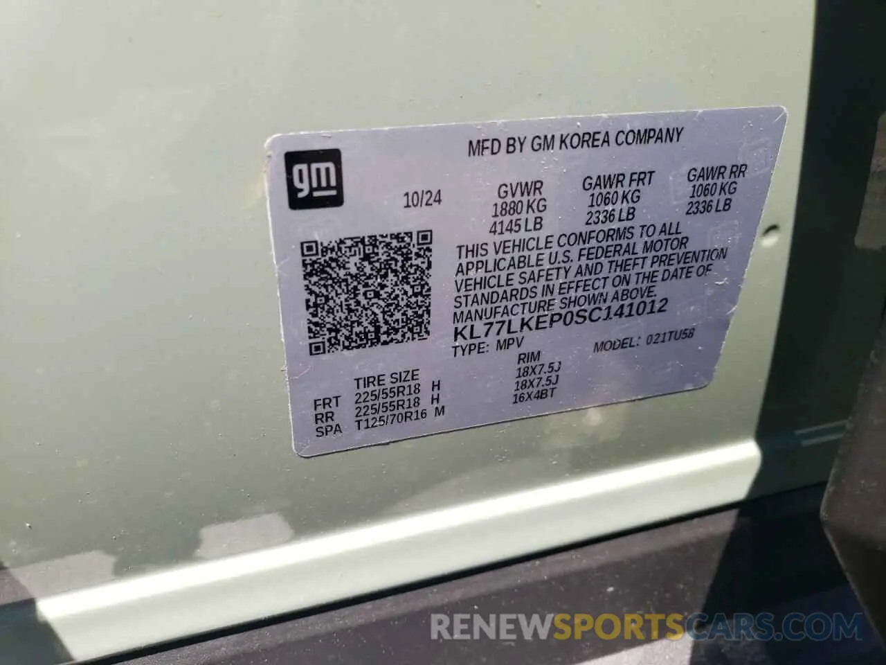 12 Photograph of a damaged car KL77LKEP0SC141012 CHEVROLET TRAX ACTIV 2025
