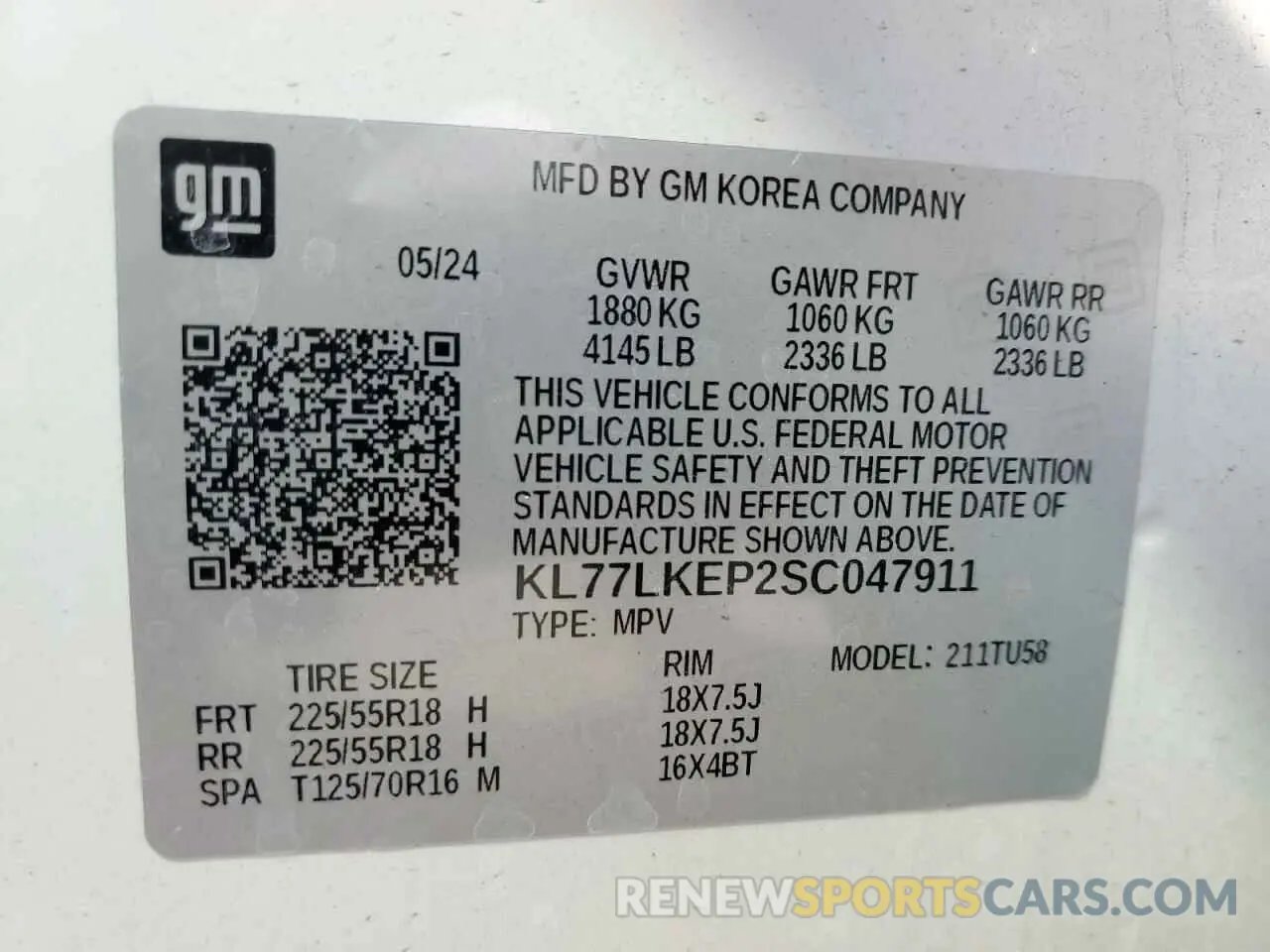 13 Фотография поврежденного автомобиля KL77LKEP2SC047911 CHEVROLET TRAX ACTIV 2025