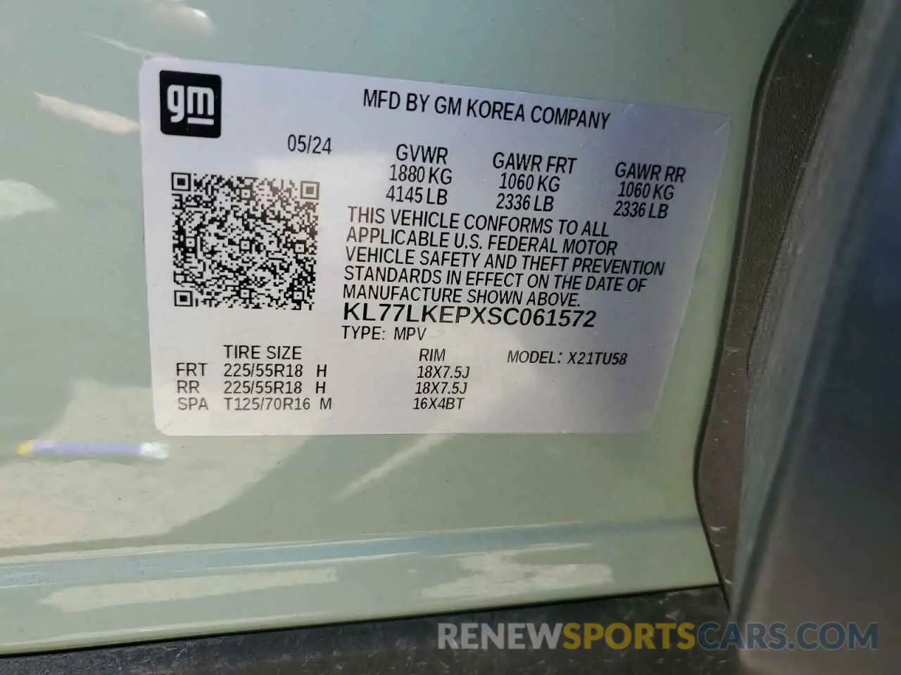 14 Photograph of a damaged car KL77LKEPXSC061572 CHEVROLET TRAX ACTIV 2025