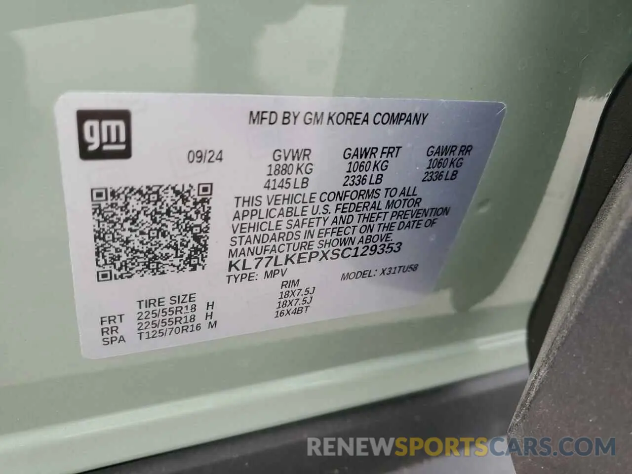 13 Photograph of a damaged car KL77LKEPXSC129353 CHEVROLET TRAX ACTIV 2025