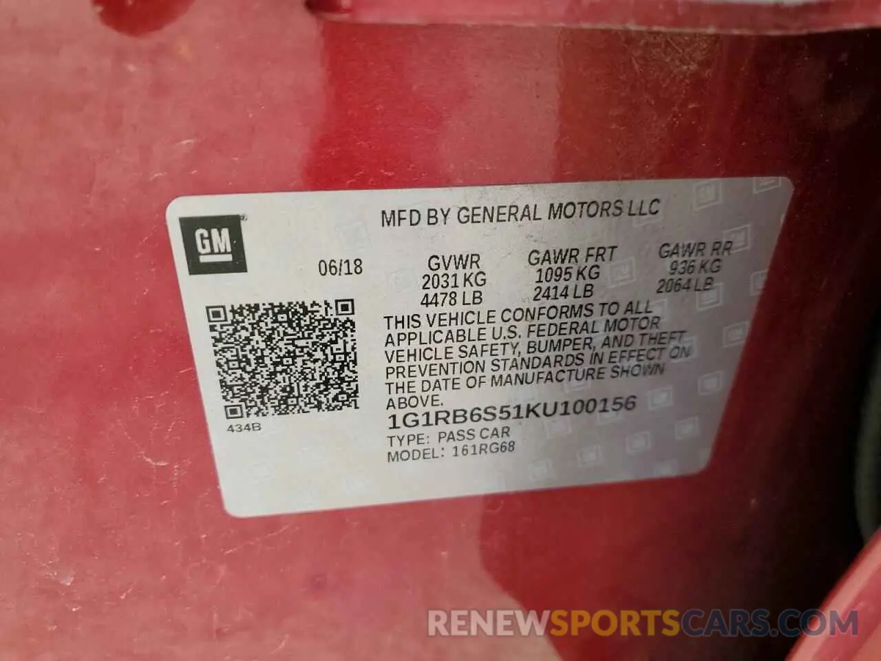 12 Фотография поврежденного автомобиля 1G1RB6S51KU100156 CHEVROLET VOLT 2019