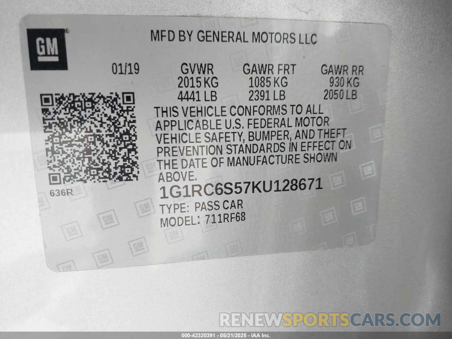 9 Photograph of a damaged car 1G1RC6S57KU128671 CHEVROLET VOLT 2019