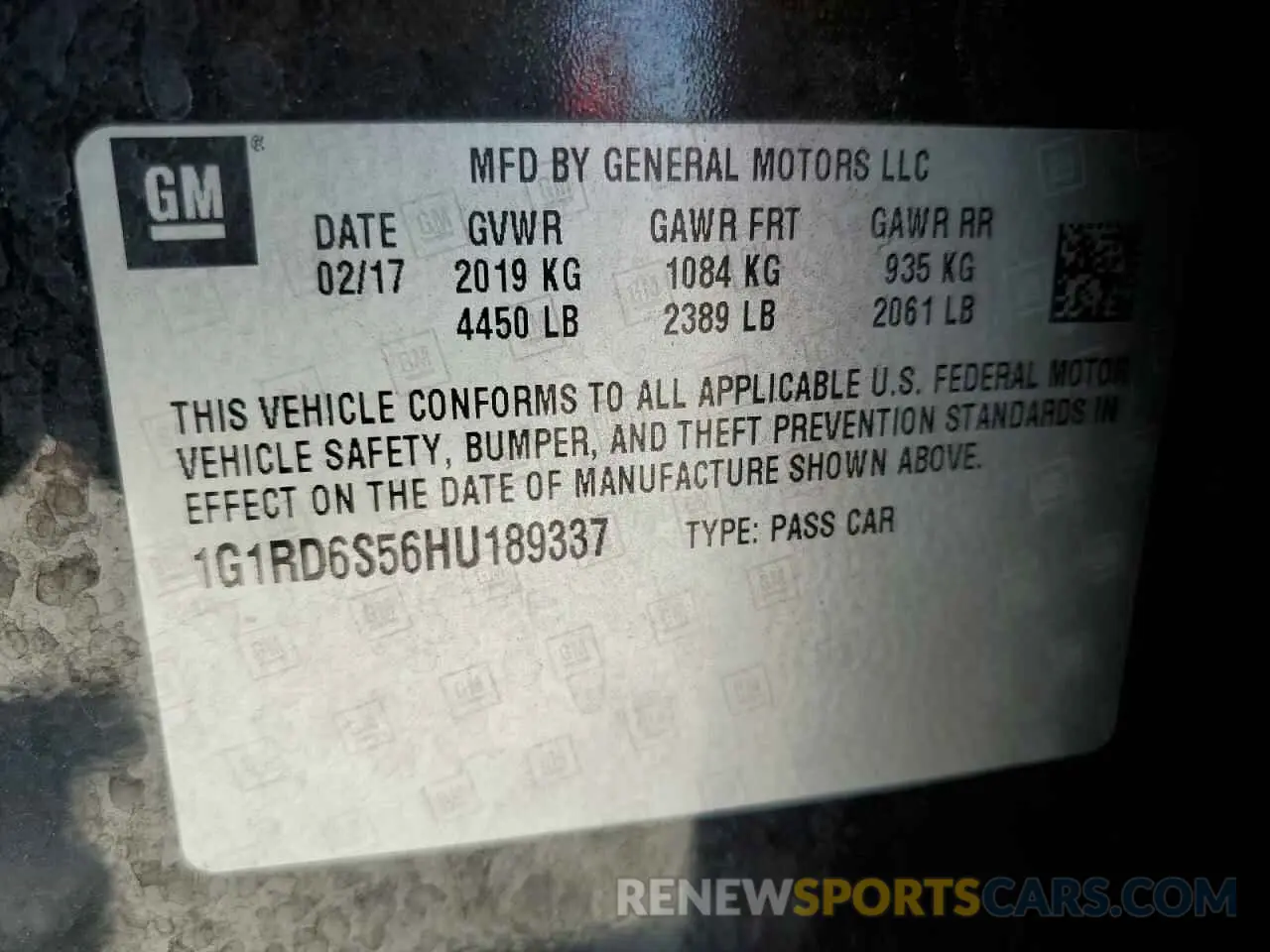 13 Photograph of a damaged car 1G1RD6S56HU189337 CHEVROLET VOLT 2020