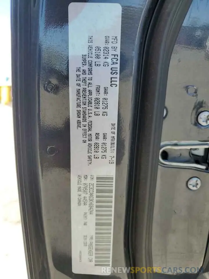 12 Photograph of a damaged car 2C3CCAAG3KH684244 CHRYSLER 300 2019