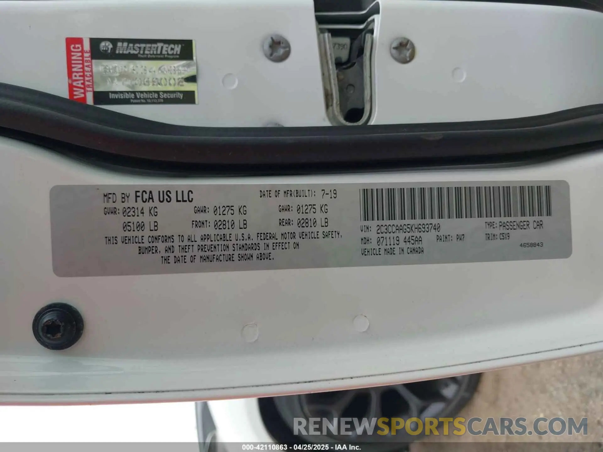 9 Фотография поврежденного автомобиля 2C3CCAAG5KH693740 CHRYSLER 300 2019