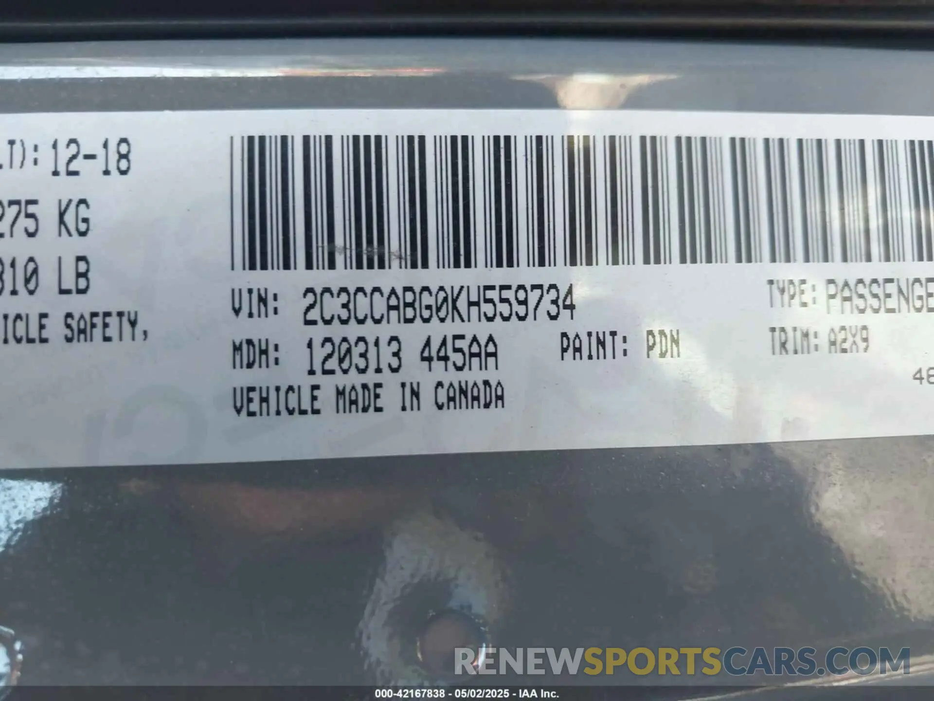 9 Фотография поврежденного автомобиля 2C3CCABG0KH559734 CHRYSLER 300 2019