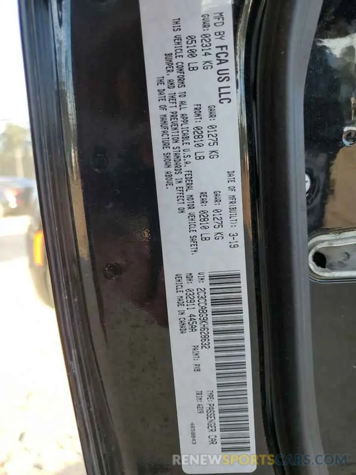13 Photograph of a damaged car 2C3CCABG9KH628632 CHRYSLER 300 2019