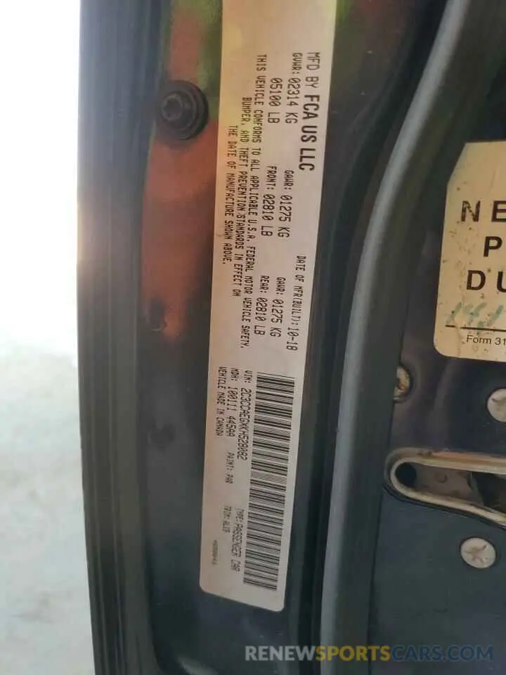 13 Photograph of a damaged car 2C3CCAEGXKH528082 CHRYSLER 300 2019