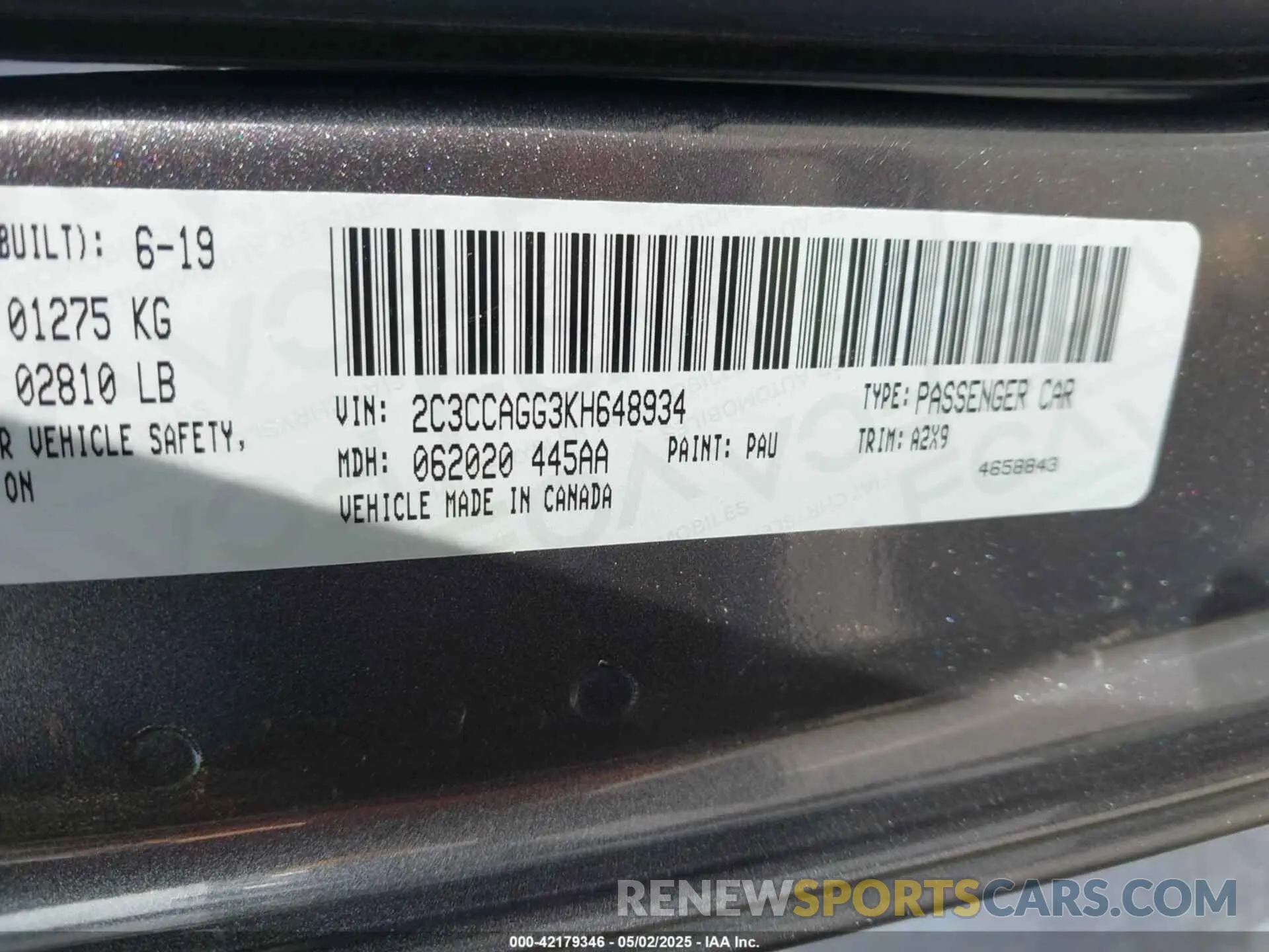 9 Фотография поврежденного автомобиля 2C3CCAGG3KH648934 CHRYSLER 300 2019