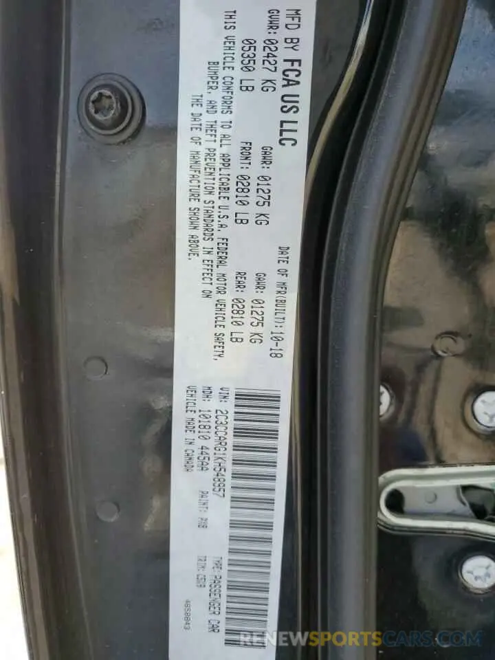 12 Фотография поврежденного автомобиля 2C3CCARG1KH548957 CHRYSLER 300 2019
