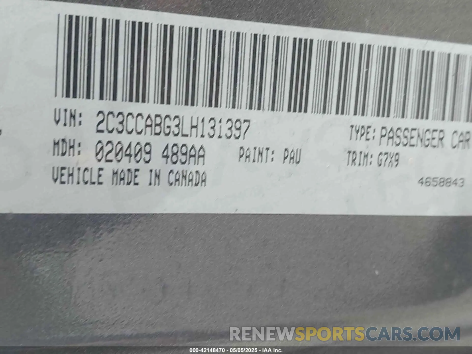 9 Фотография поврежденного автомобиля 2C3CCABG3LH131397 CHRYSLER 300 2020