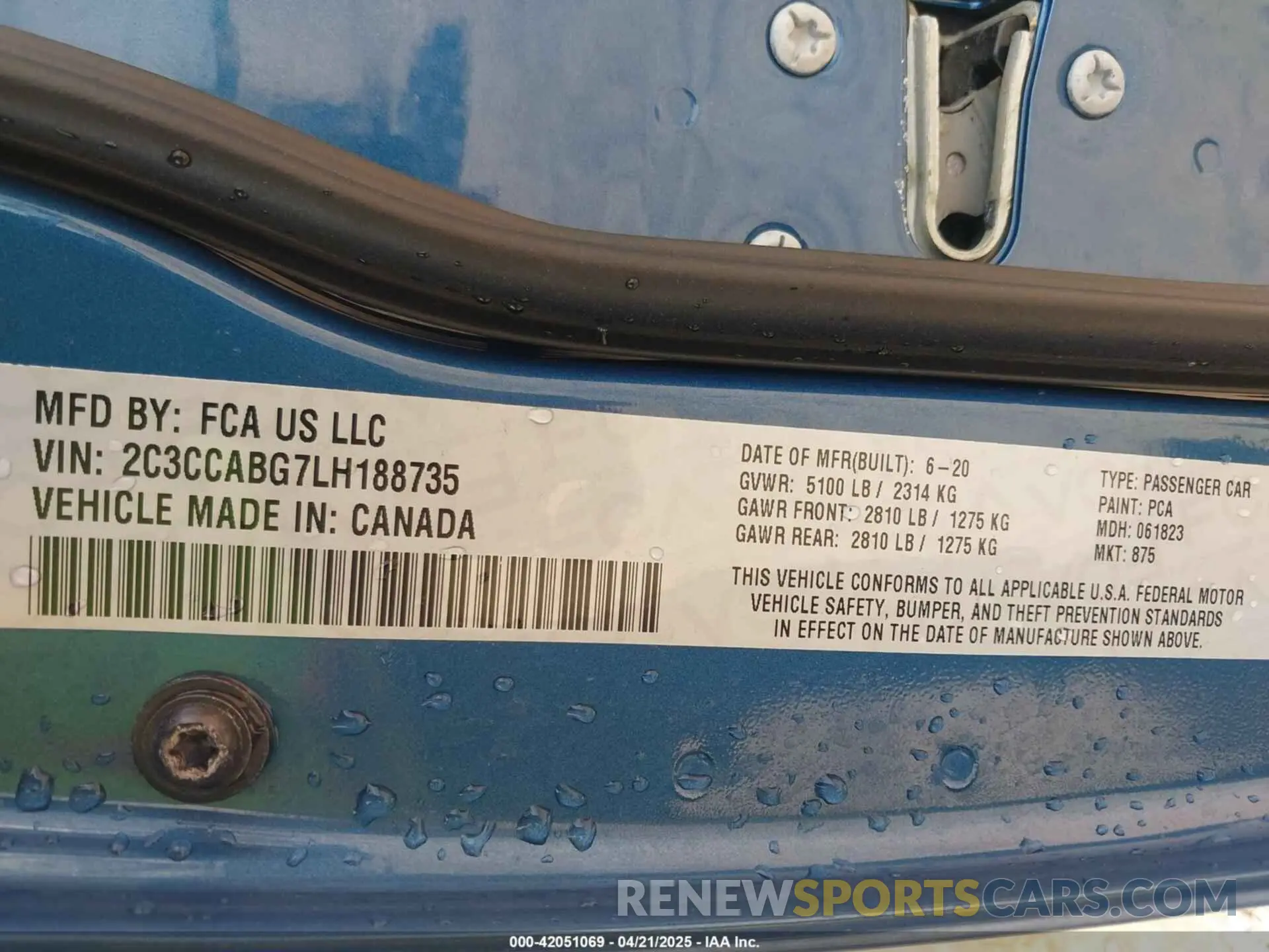 9 Фотография поврежденного автомобиля 2C3CCABG7LH188735 CHRYSLER 300 2020