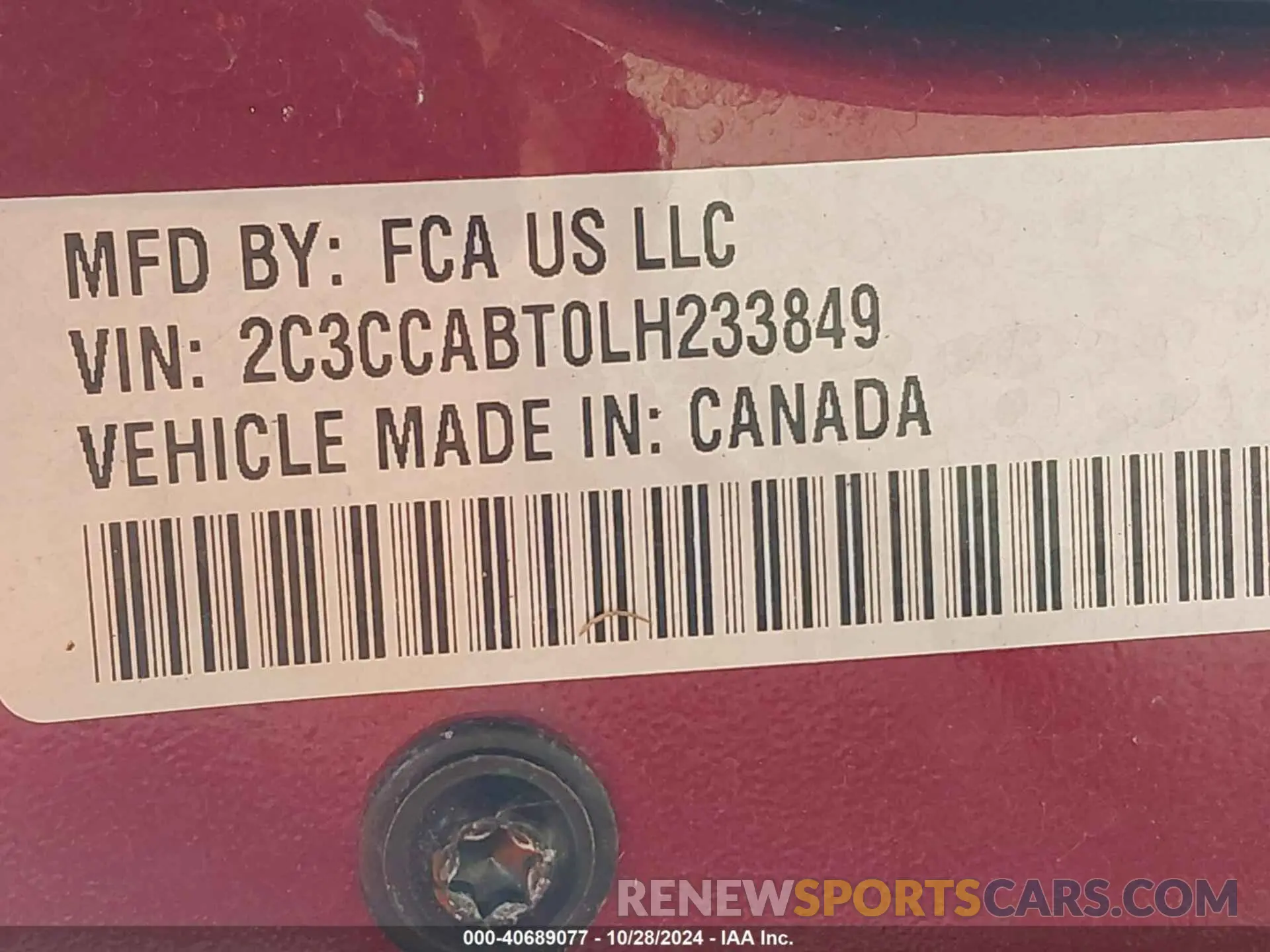 9 Фотография поврежденного автомобиля 2C3CCABT0LH233849 CHRYSLER 300 2020