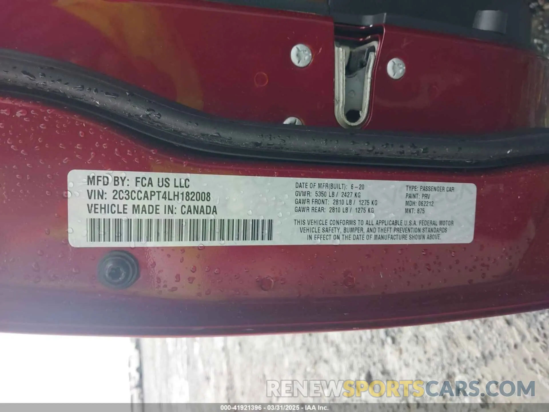 9 Фотография поврежденного автомобиля 2C3CCAPT4LH182008 CHRYSLER 300 2020
