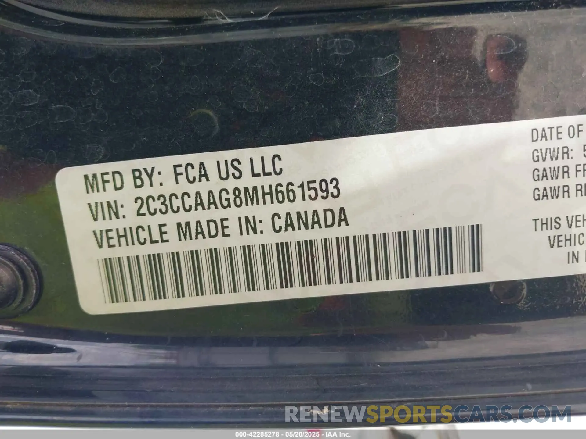 9 Фотография поврежденного автомобиля 2C3CCAAG8MH661593 CHRYSLER 300 2021