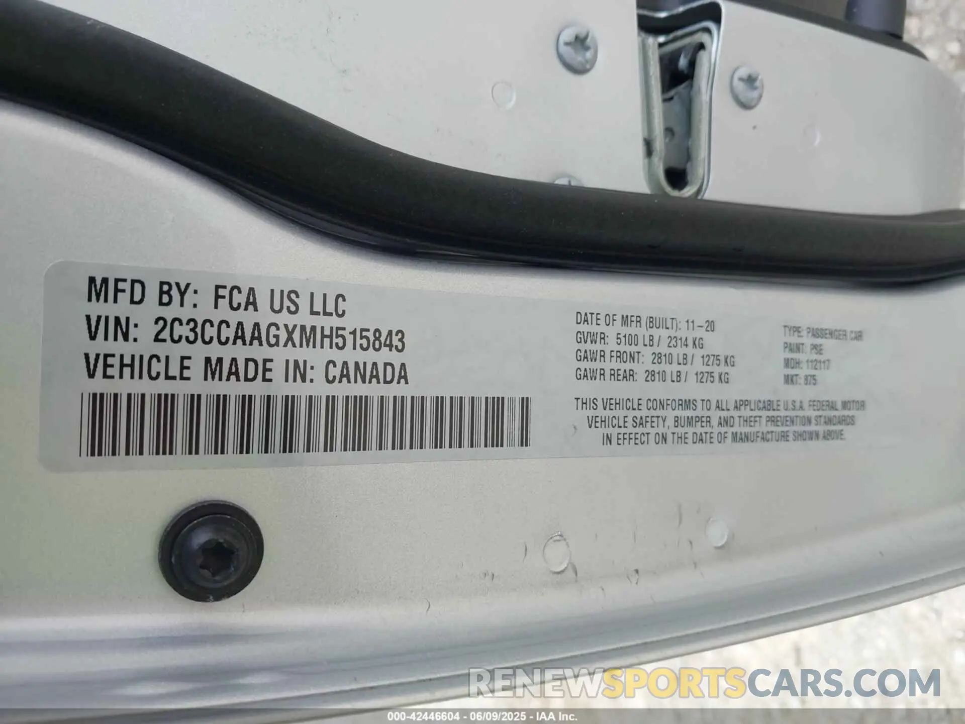 9 Photograph of a damaged car 2C3CCAAGXMH515843 CHRYSLER 300 2021