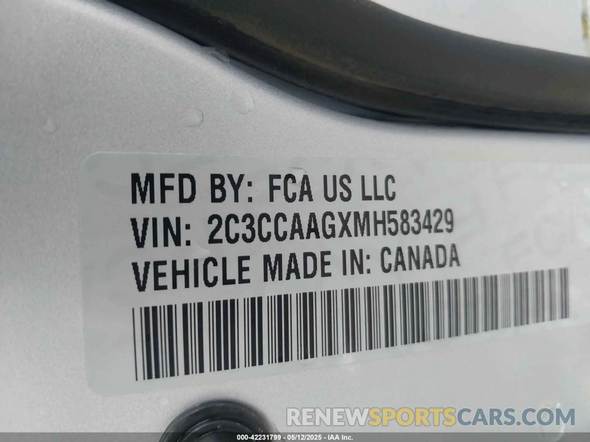 9 Фотография поврежденного автомобиля 2C3CCAAGXMH583429 CHRYSLER 300 2021