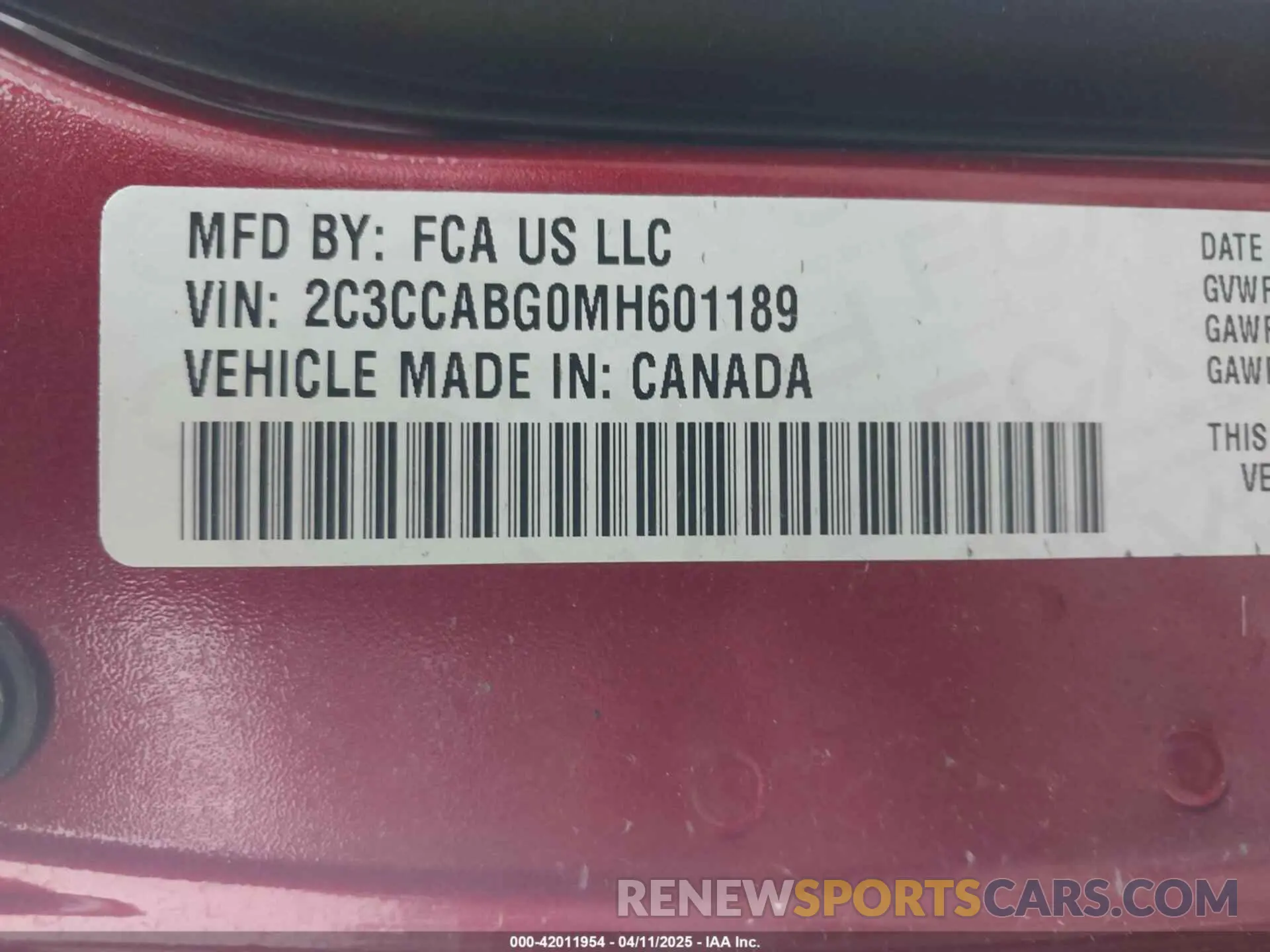 9 Фотография поврежденного автомобиля 2C3CCABG0MH601189 CHRYSLER 300 2021