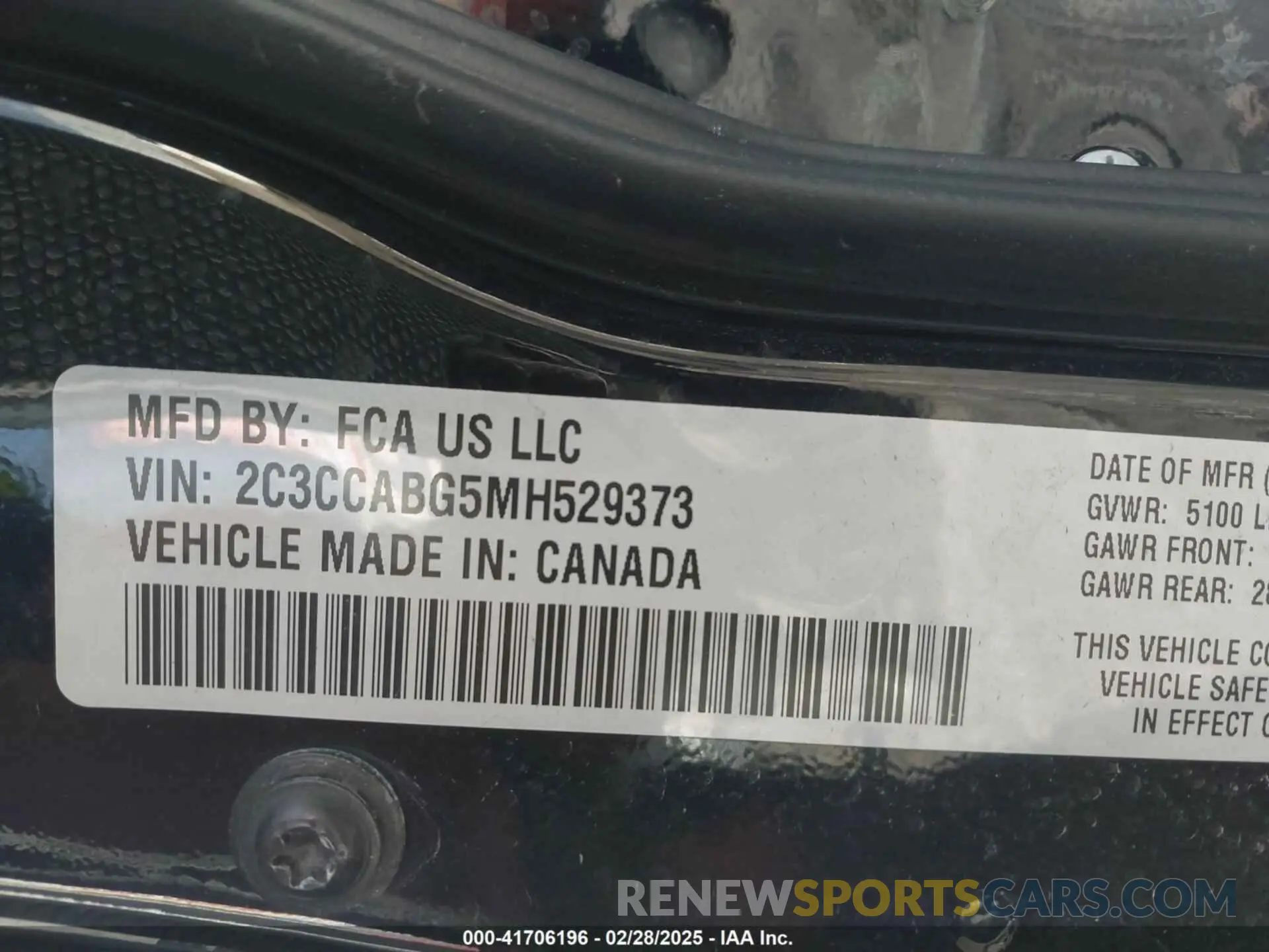 9 Фотография поврежденного автомобиля 2C3CCABG5MH529373 CHRYSLER 300 2021