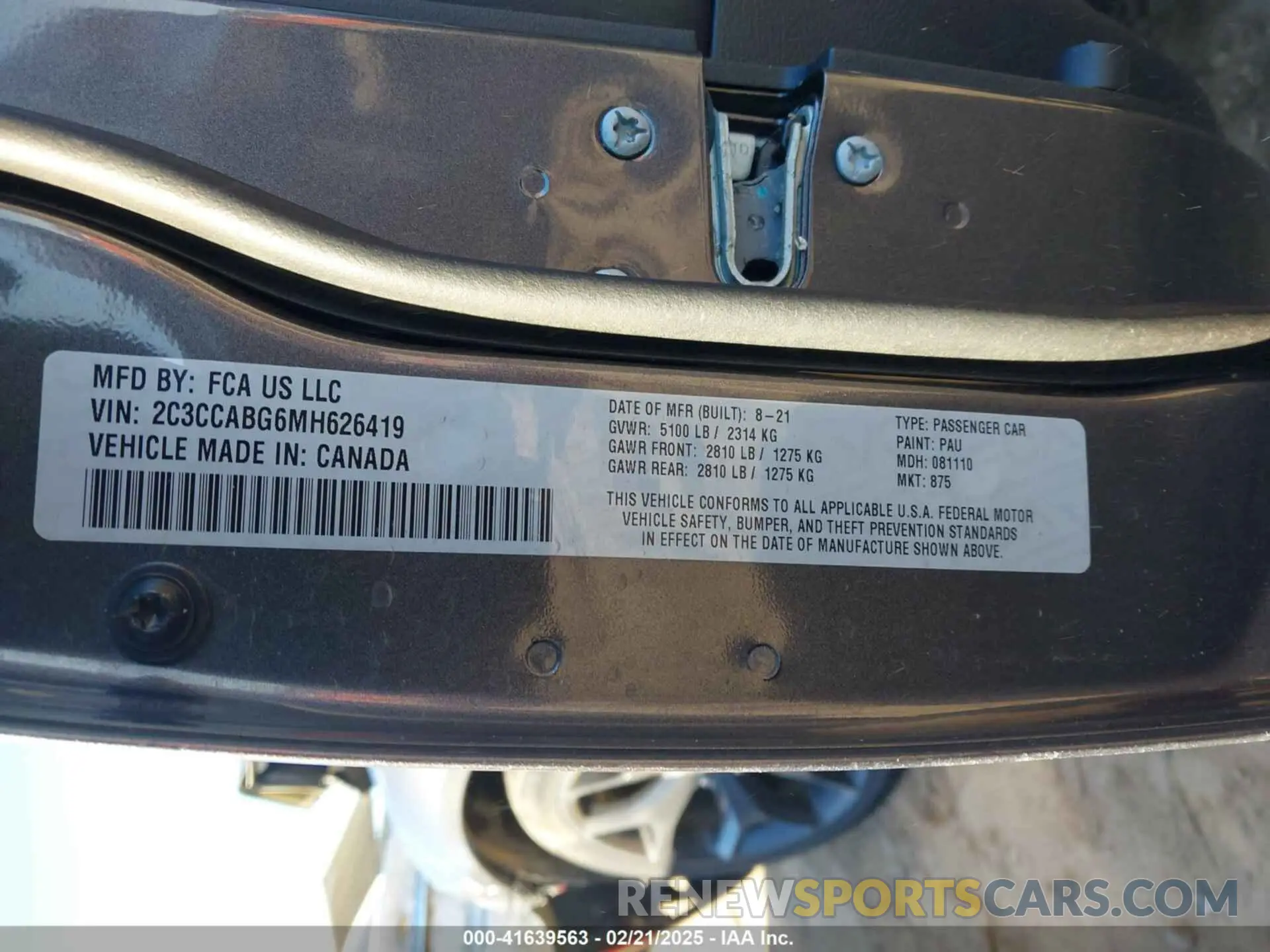 9 Фотография поврежденного автомобиля 2C3CCABG6MH626419 CHRYSLER 300 2021