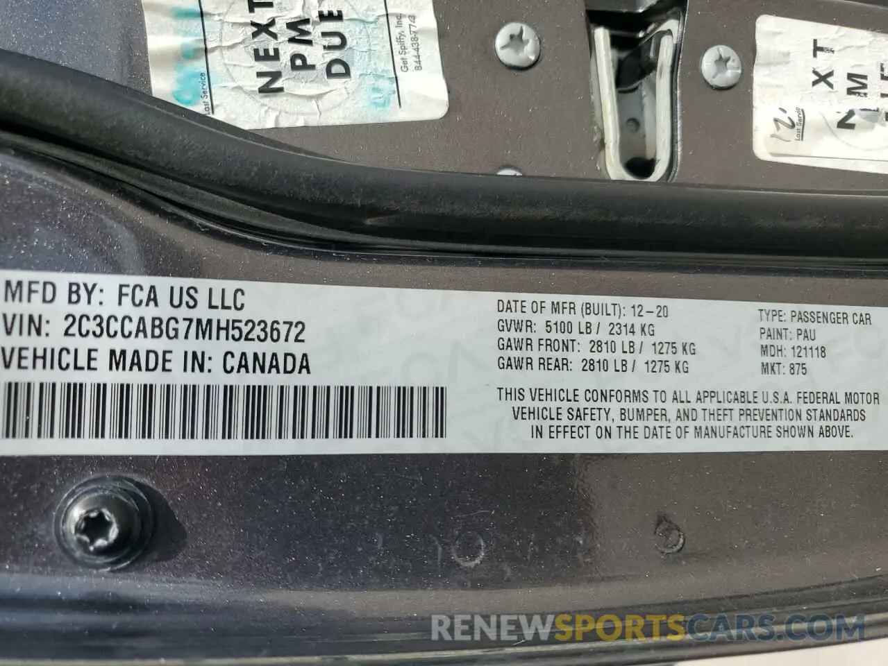 12 Фотография поврежденного автомобиля 2C3CCABG7MH523672 CHRYSLER 300 2021