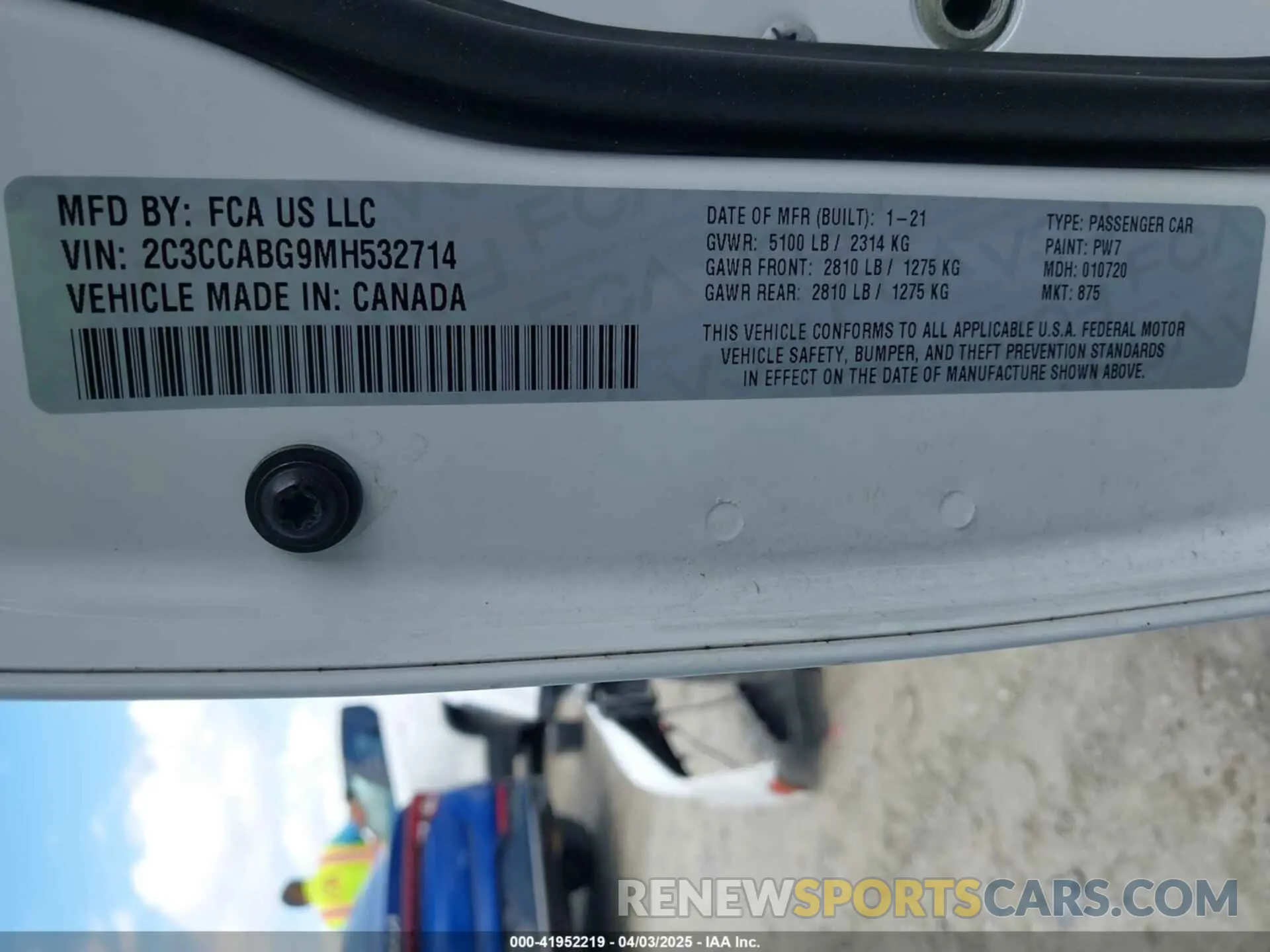 9 Фотография поврежденного автомобиля 2C3CCABG9MH532714 CHRYSLER 300 2021