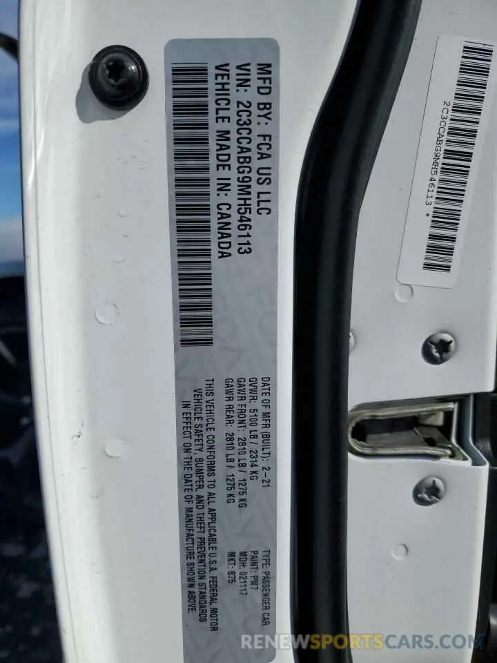 12 Фотография поврежденного автомобиля 2C3CCABG9MH546113 CHRYSLER 300 2021