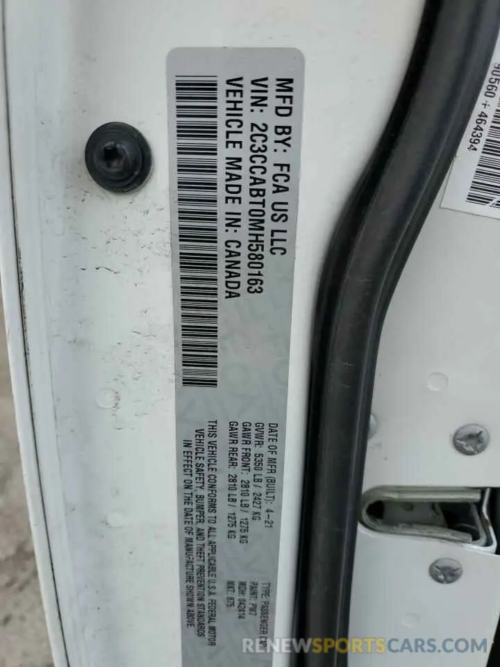 12 Фотография поврежденного автомобиля 2C3CCABT0MH580163 CHRYSLER 300 2021
