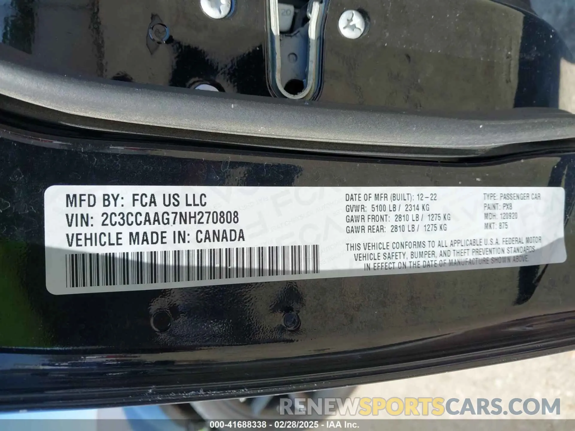 9 Фотография поврежденного автомобиля 2C3CCAAG7NH270808 CHRYSLER 300 2022