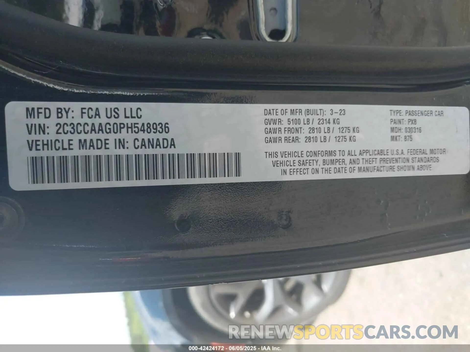 9 Фотография поврежденного автомобиля 2C3CCAAG0PH548936 CHRYSLER 300 2023