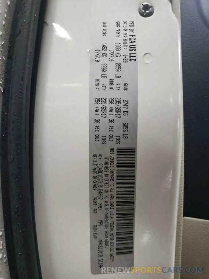 13 Фотография поврежденного автомобиля 2C4RC1DG3LR164087 CHRYSLER MINIVAN 2020