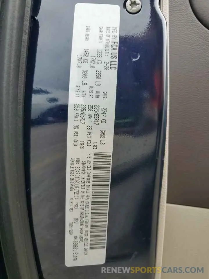 13 Фотография поврежденного автомобиля 2C4RC1DG9LR172114 CHRYSLER MINIVAN 2020