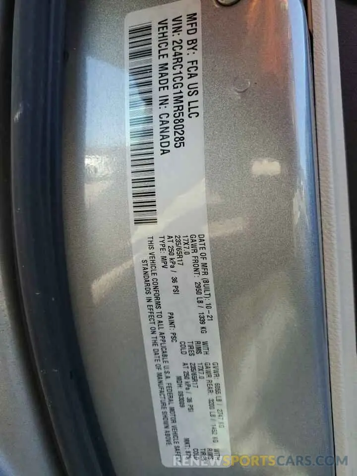 14 Фотография поврежденного автомобиля 2C4RC1CG1MR580285 CHRYSLER MINIVAN 2021