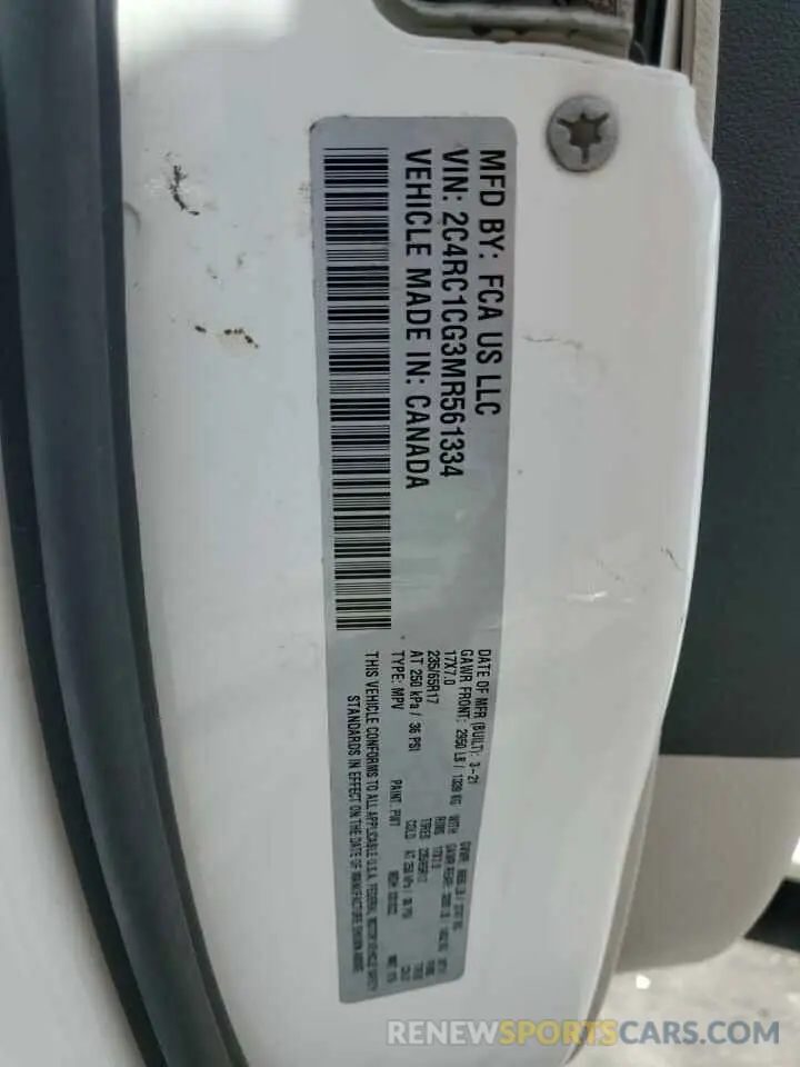 14 Фотография поврежденного автомобиля 2C4RC1CG3MR561334 CHRYSLER MINIVAN 2021