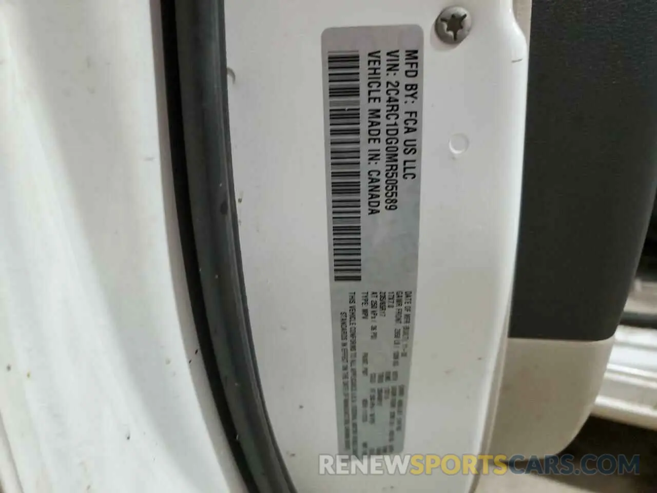 13 Photograph of a damaged car 2C4RC1DG0MR505589 CHRYSLER MINIVAN 2021