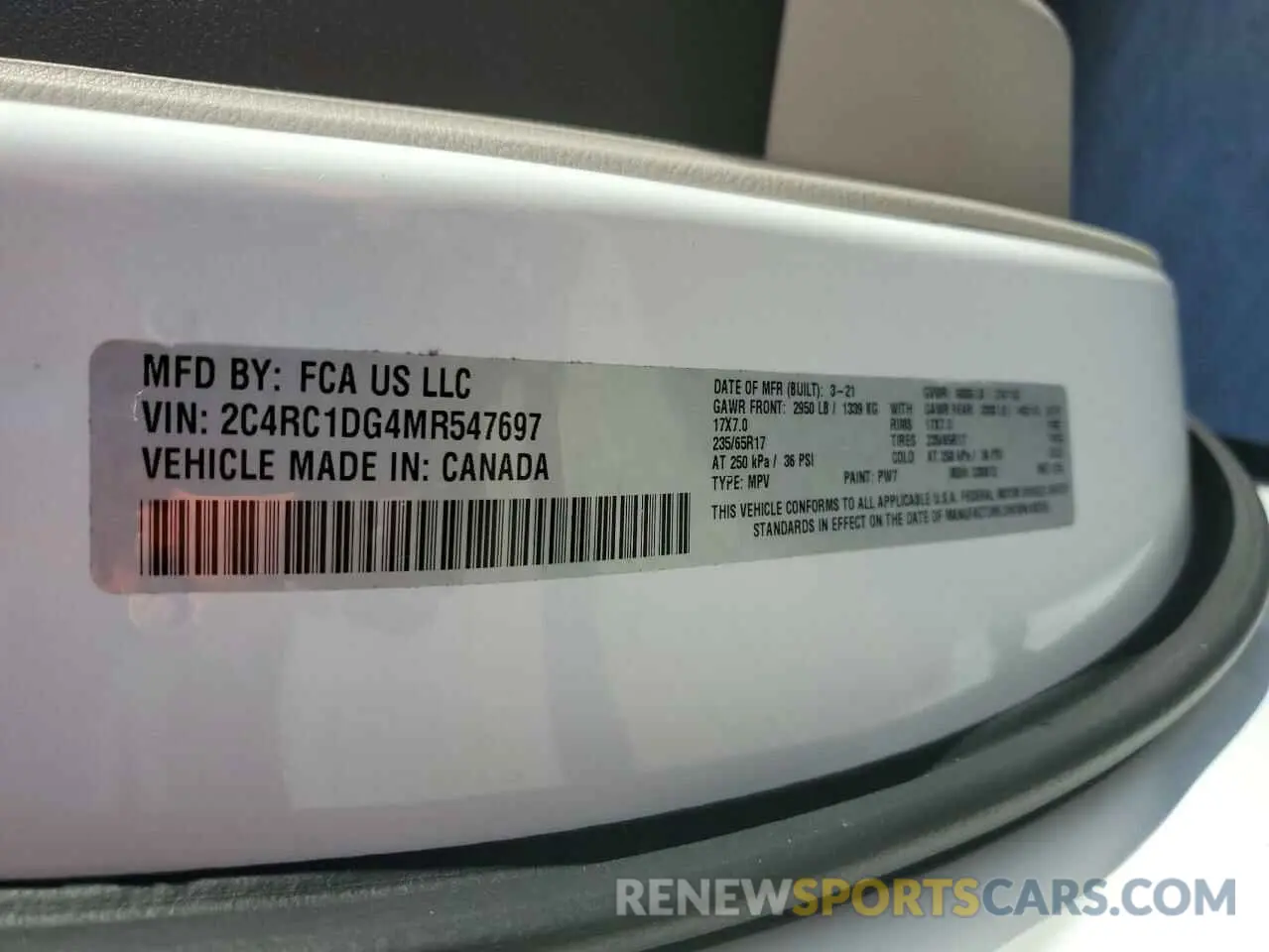 14 Photograph of a damaged car 2C4RC1DG4MR547697 CHRYSLER MINIVAN 2021