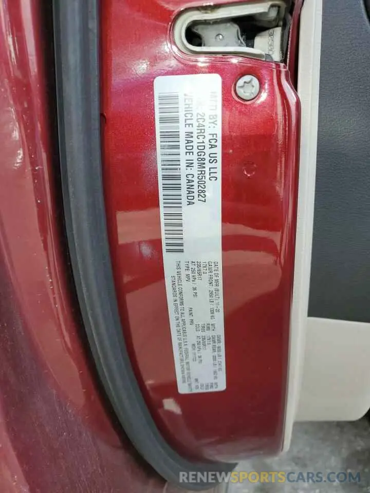 13 Фотография поврежденного автомобиля 2C4RC1DG8MR502827 CHRYSLER MINIVAN 2021