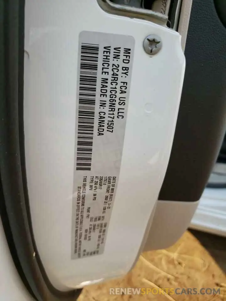 13 Фотография поврежденного автомобиля 2C4RC1CG6NR171507 CHRYSLER MINIVAN 2022