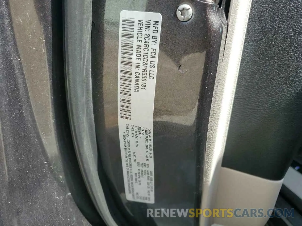 12 Photograph of a damaged car 2C4RC1CG8PR530181 CHRYSLER MINIVAN 2023