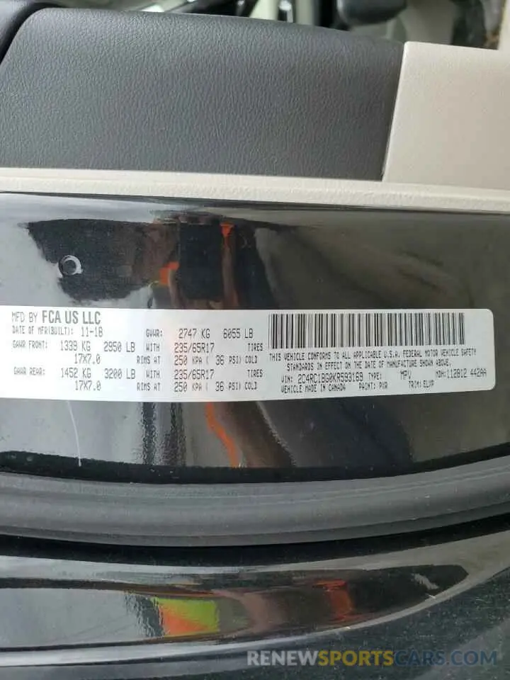 13 Фотография поврежденного автомобиля 2C4RC1BG0KR593169 CHRYSLER PACIFICA 2019